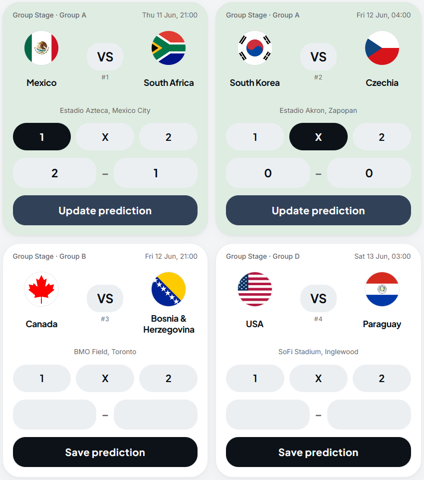 Match predictions preview